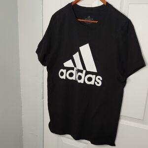 Adidas Men's Black and White Logo Tee